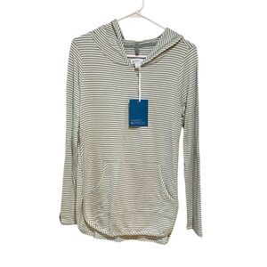 Market & Spruce Striped Green and White Hoodie T shirt size medium NWT